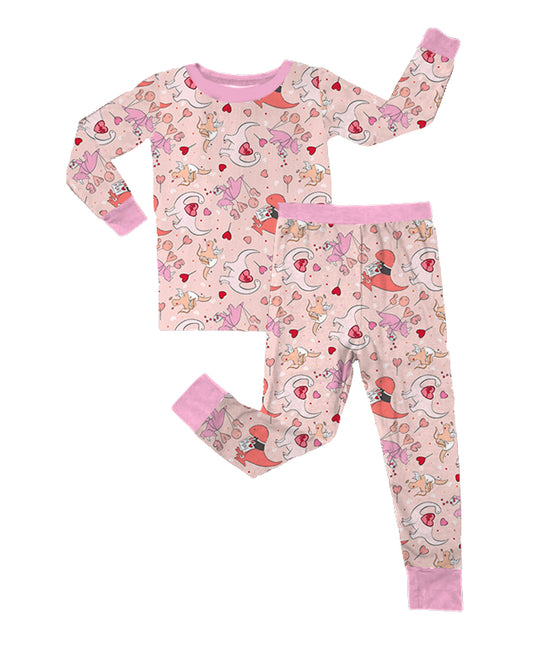 LOVE YOU MORE BAMBOO PREORDER | CUPID DINO'S (PINK) - TWO PIECE PAJAMA SET