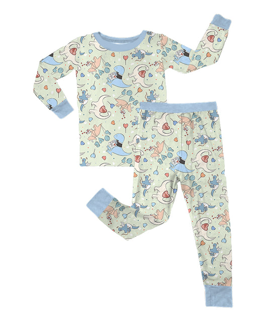 LOVE YOU MORE BAMBOO PREORDER | CUPID DINO'S (BLUE) - TWO PIECE PAJAMA SET