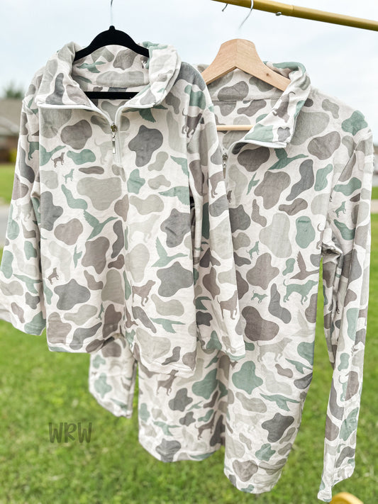 Adult Camo Dogs Matching Fleece Zip Pullovers (PREORDER)