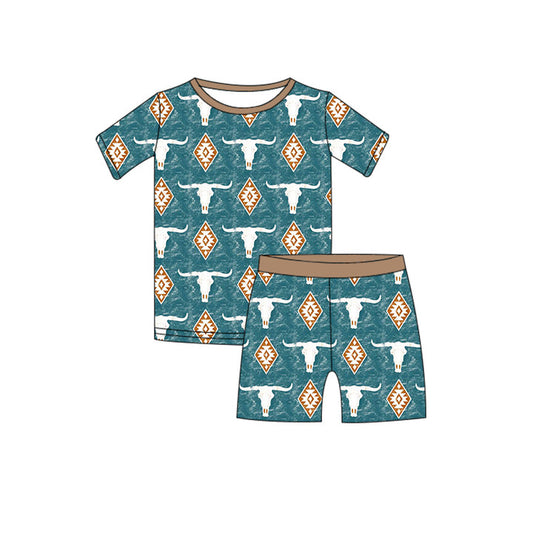 AZTEC BULL | Two-Piece Short Sleeve & Shorts Pajama Set