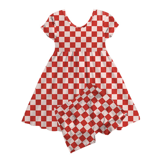 LOVE YOU MORE BAMBOO PREORDER | LOVE CHECKS - TWIRL DRESS WITH SHORTS