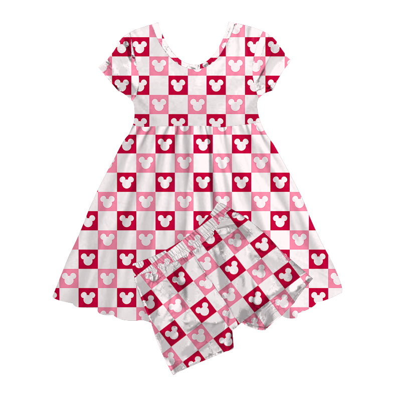 LOVE YOU MORE BAMBOO PREORDER | MOUSE CHECKS - TWIRL DRESS WITH SHORTS