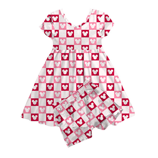 LOVE YOU MORE BAMBOO PREORDER | MOUSE CHECKS - TWIRL DRESS WITH SHORTS